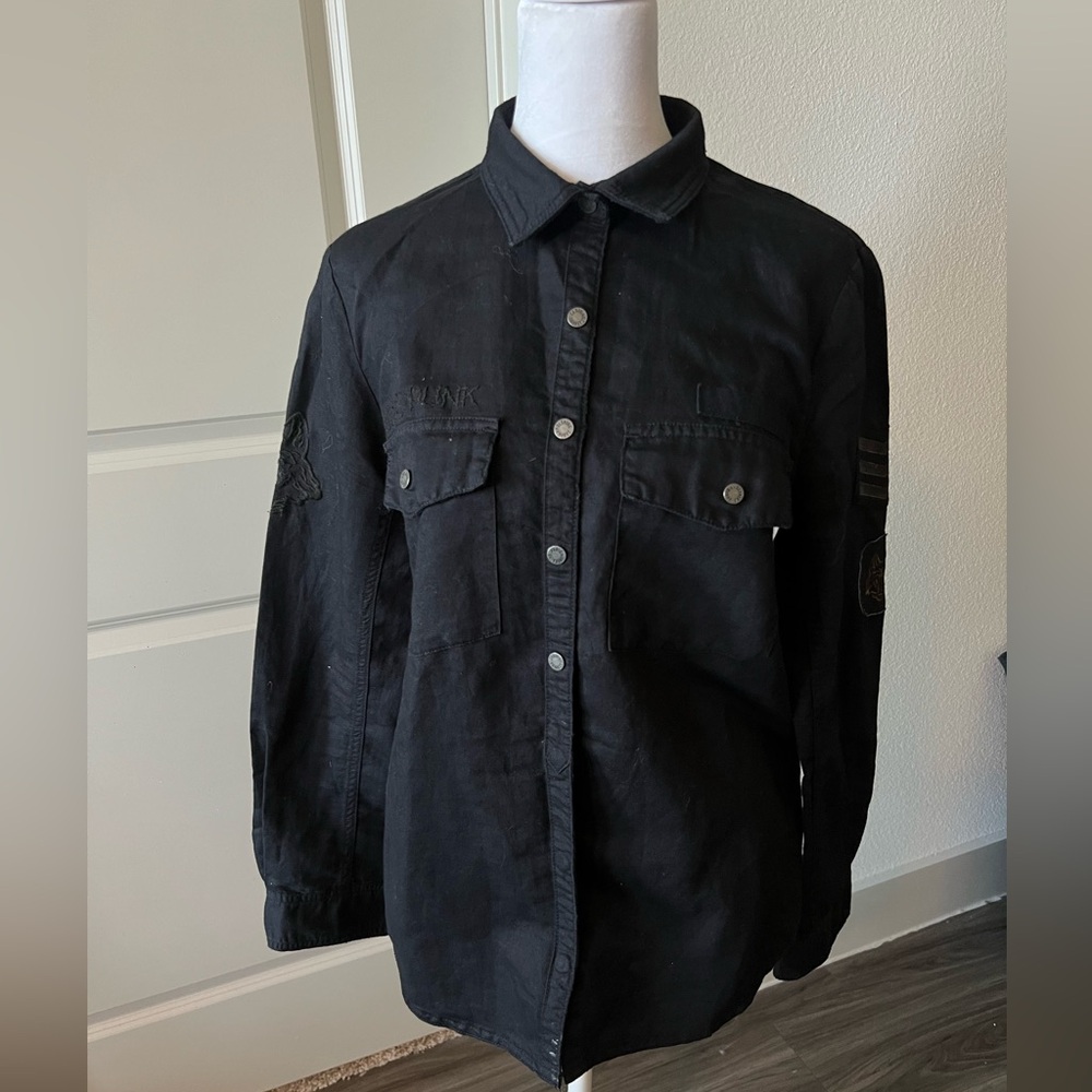 Zadig & Voltaire military style Black Button Down Shirt